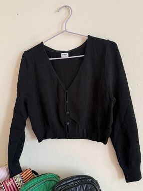 Cotton On Black V-Neck Cropped Button Cardigan